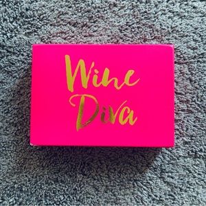 Hot Pink & Gold Wine Diva Graphic 5 in x 7 in Wood Wall Art Home Decor